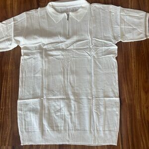 CAMNOW. Classic white zip Polo shirt. Soft Fabric 100% cotton.